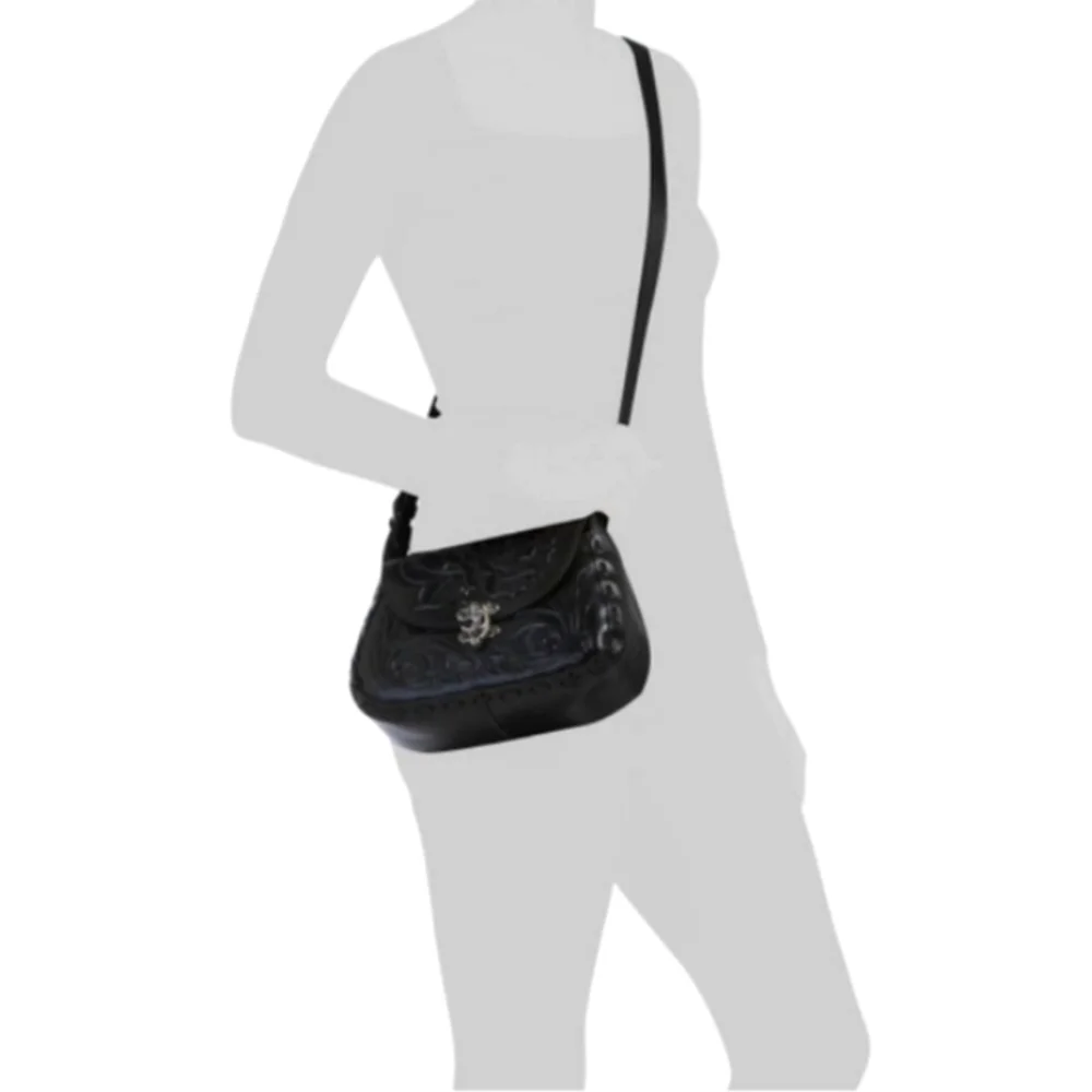 SOLD NWT Patricia Nash Black Rose Tooled Leather Lucia Crossbody Purse - Picture 16 of 16